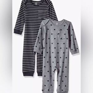 NWT Amazon Essentials Baby Unisex 2 pack Long Sleeve One Piece Gray/Black - 12M